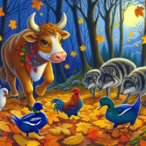 Телятко, Кабан, Півник, Качур та Вовки